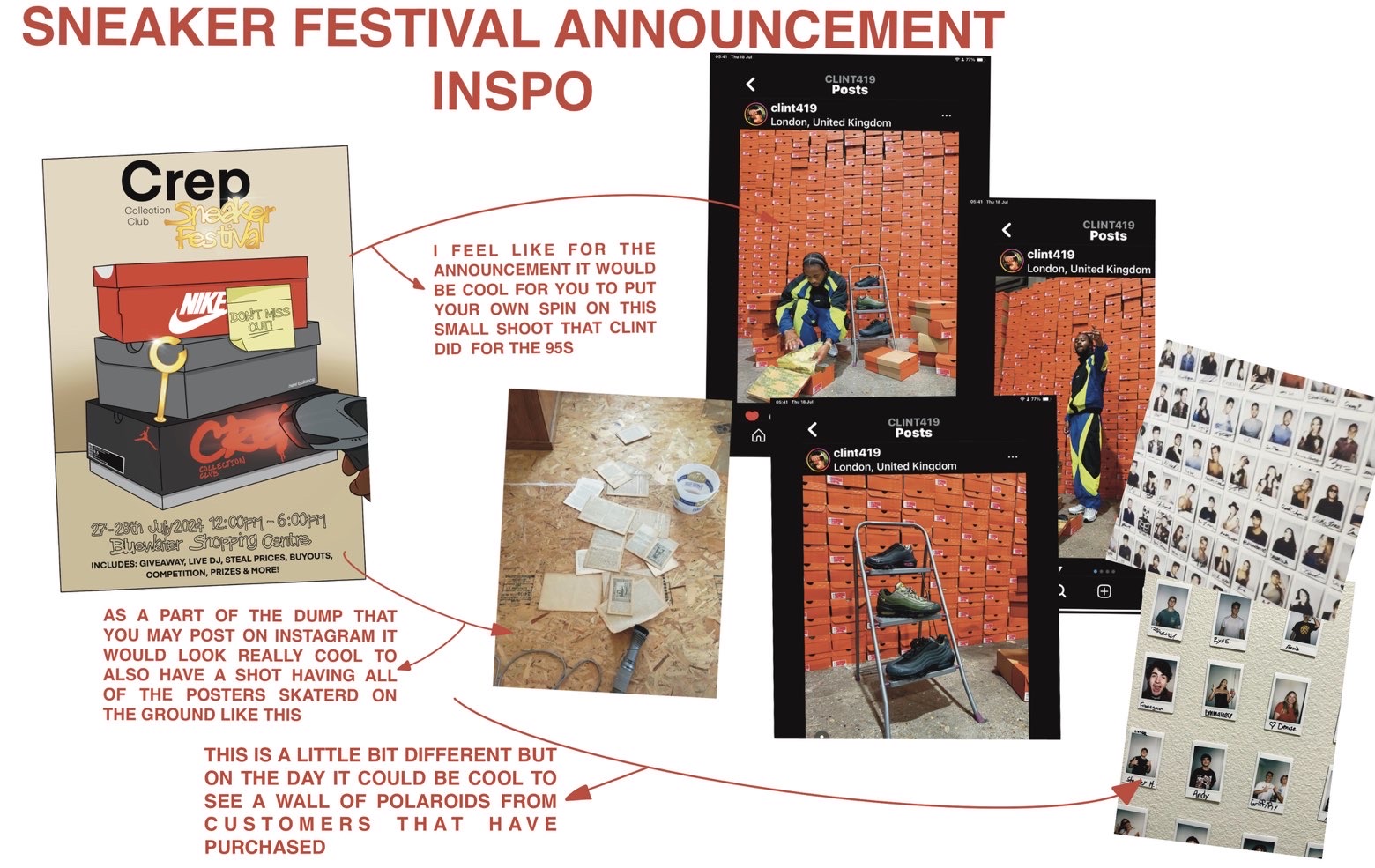Crep Sneaker Festival announcement inspiration board